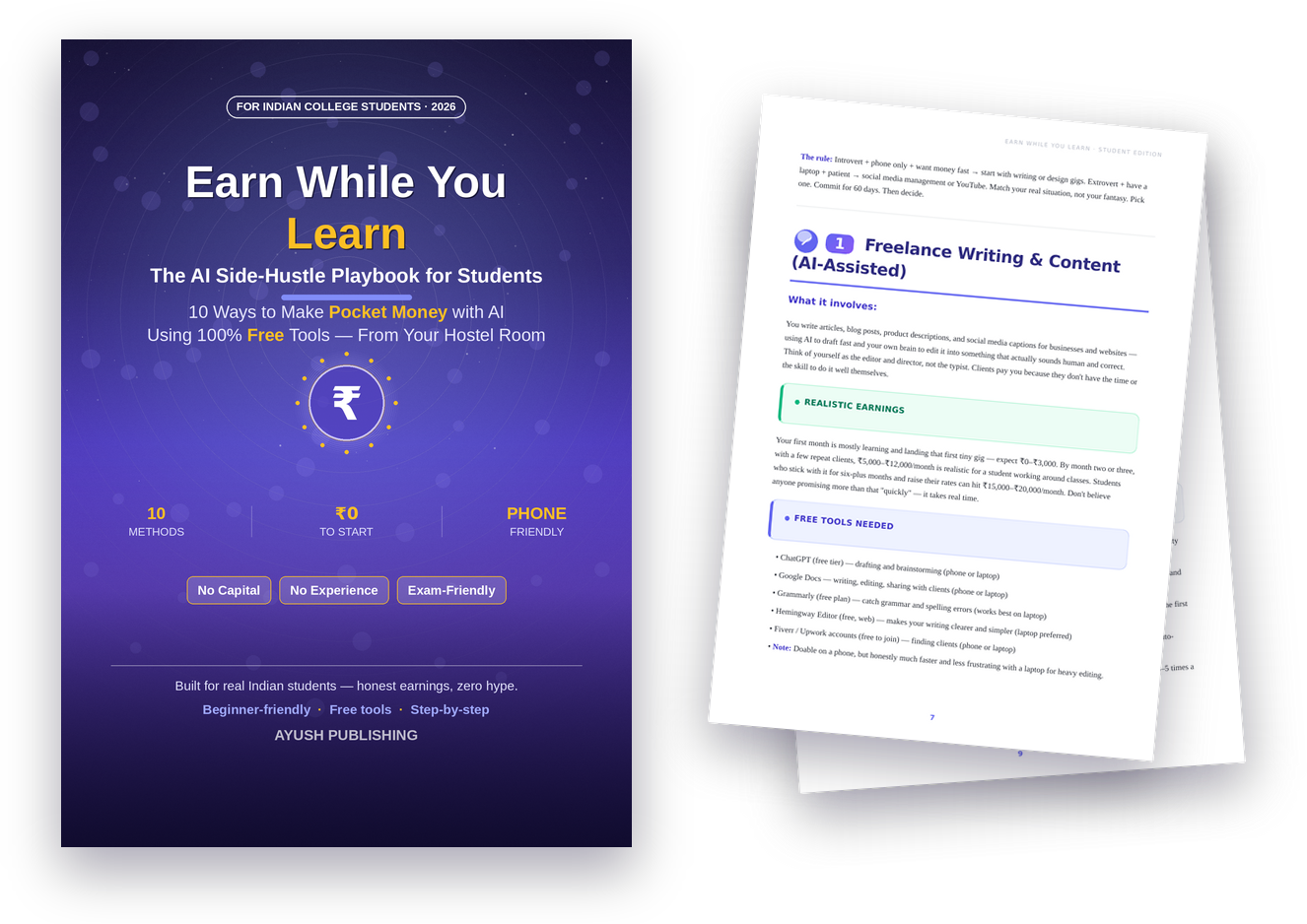 Earn While You Learn playbook — cover and sample pages